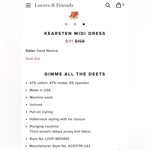 REVOLVE Lovers and Friends Women's Kearsten Beige Halterneck Midi Dress Size M - Picture 4 of 12